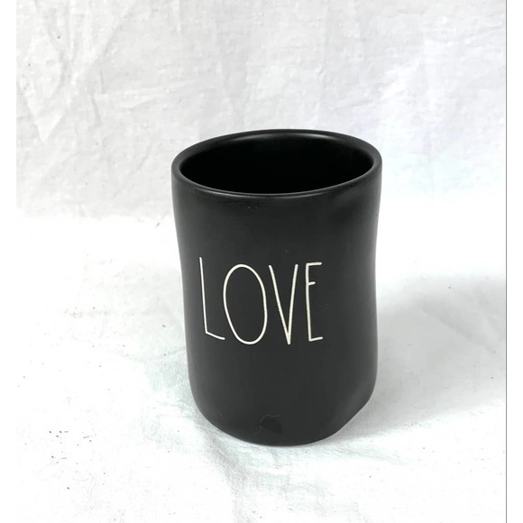 Rae Dunn Magenta Black Love Dimpled Candle Holder Cup Empty - Picture 1 of 6
